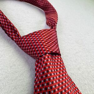Kilburne‎ and Finch Red Black Micro Check 100% Silk Necktie Handmade